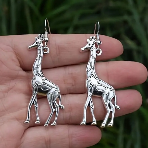 Silver Giraffe Earrings - Picture 2 of 2